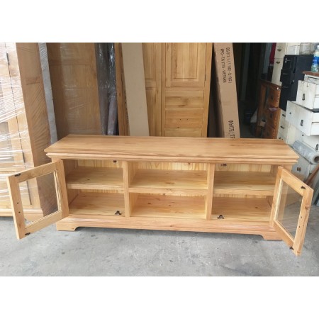 French Oak - 1m2 : Kệ TiVi Gổ Sồi + 2 Cánh Cửa Kính